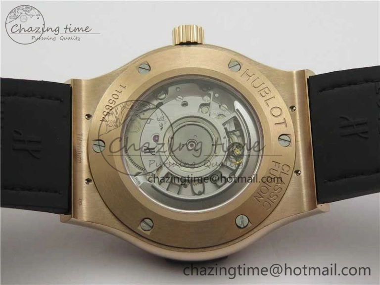 Practical Fusion 42mm RG Paved Diamonds Case Bezel B50F Gray Dial On Gummy Strap A 6777