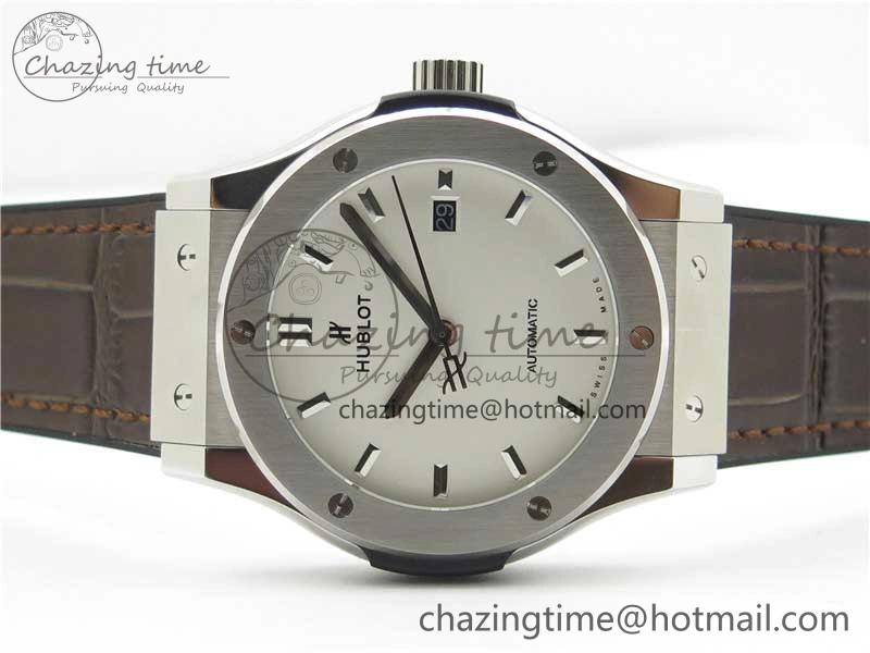 Fusion 42mm SS B50 White Dial On Brown Gummy Strap A Timeless 6809