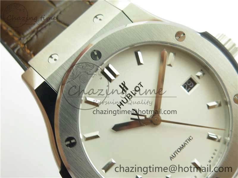 Fusion 42mm SS B50 White Dial On Brown Gummy Strap A Timeless 6809