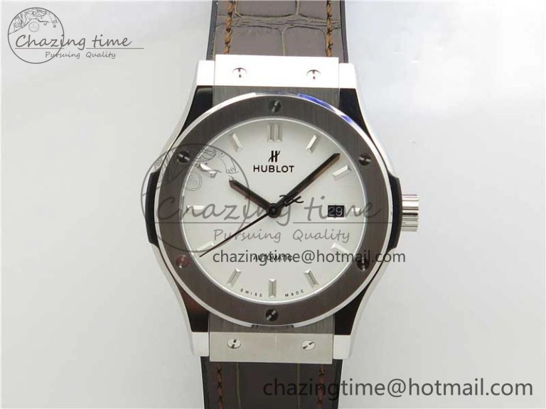 Fusion 42mm SS B50 White Dial On Brown Gummy Strap A Timeless 6809