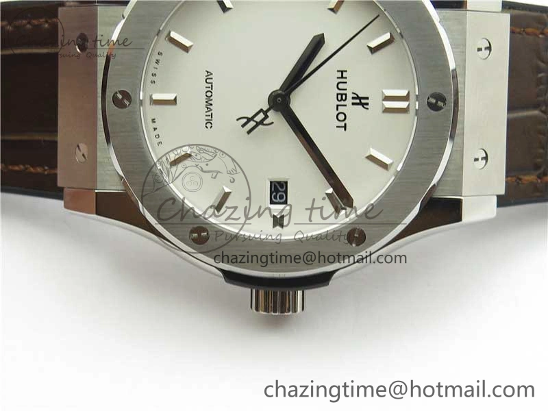 Fusion 42mm SS B50 White Dial On Brown Gummy Strap A Timeless 6809