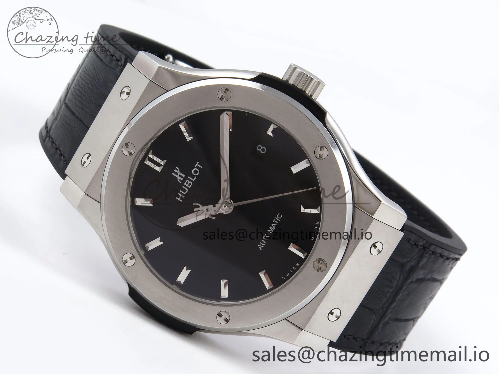 Fusion 42mm SS JJF 1:1 Best Edition Black Dial on Black Gummy Leather Strap Stylish 6706