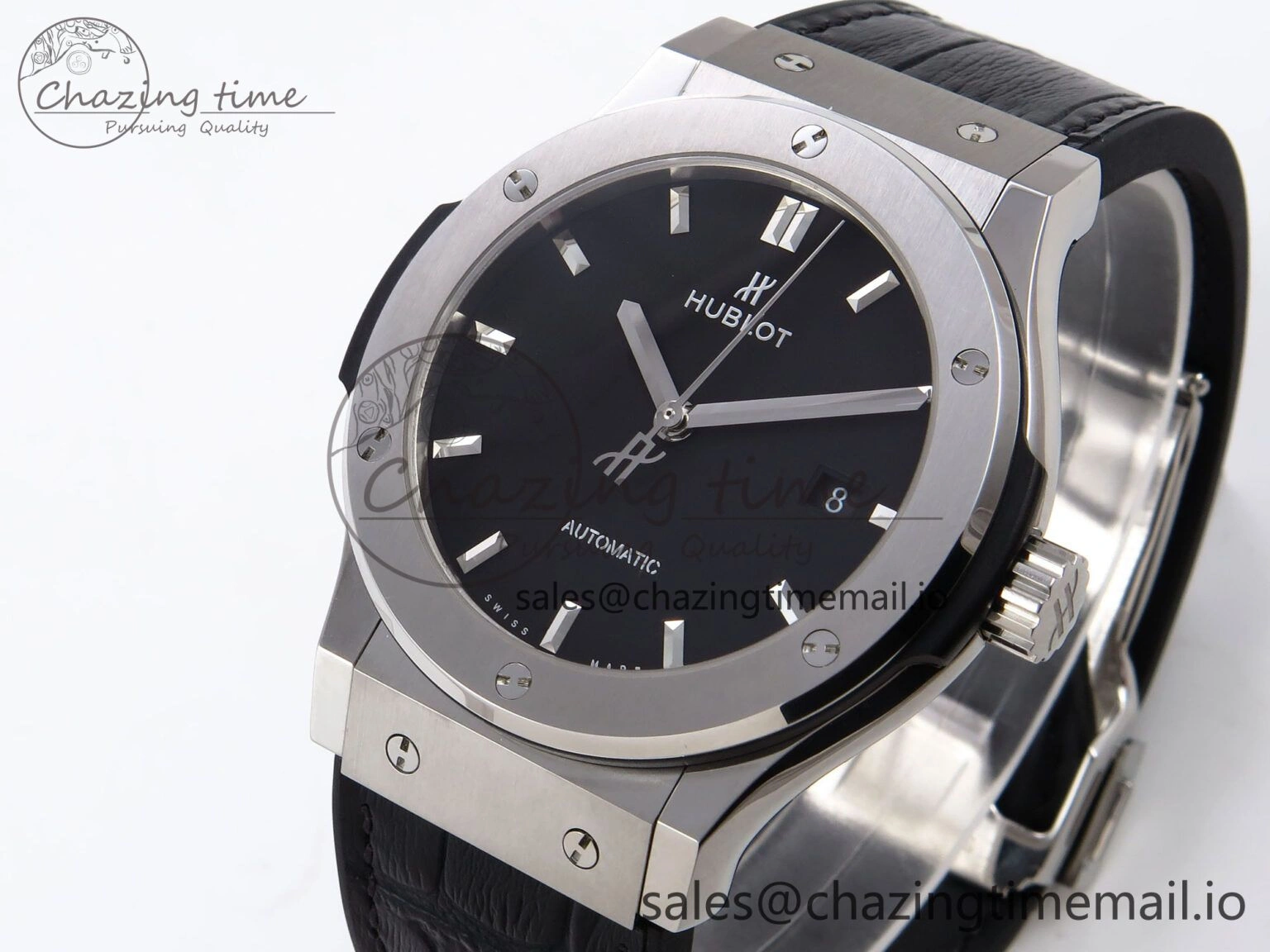 Fusion 42mm SS JJF 1:1 Best Edition Black Dial on Black Gummy Leather Strap Stylish 6706