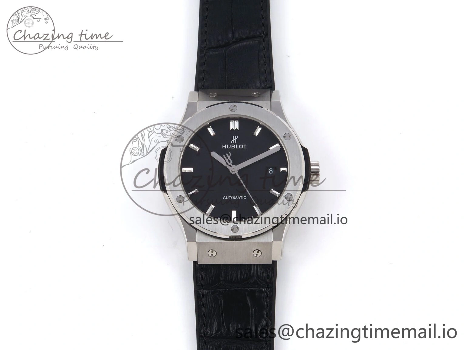 Fusion 42mm SS JJF 1:1 Best Edition Black Dial on Black Gummy Leather Strap Stylish 6706