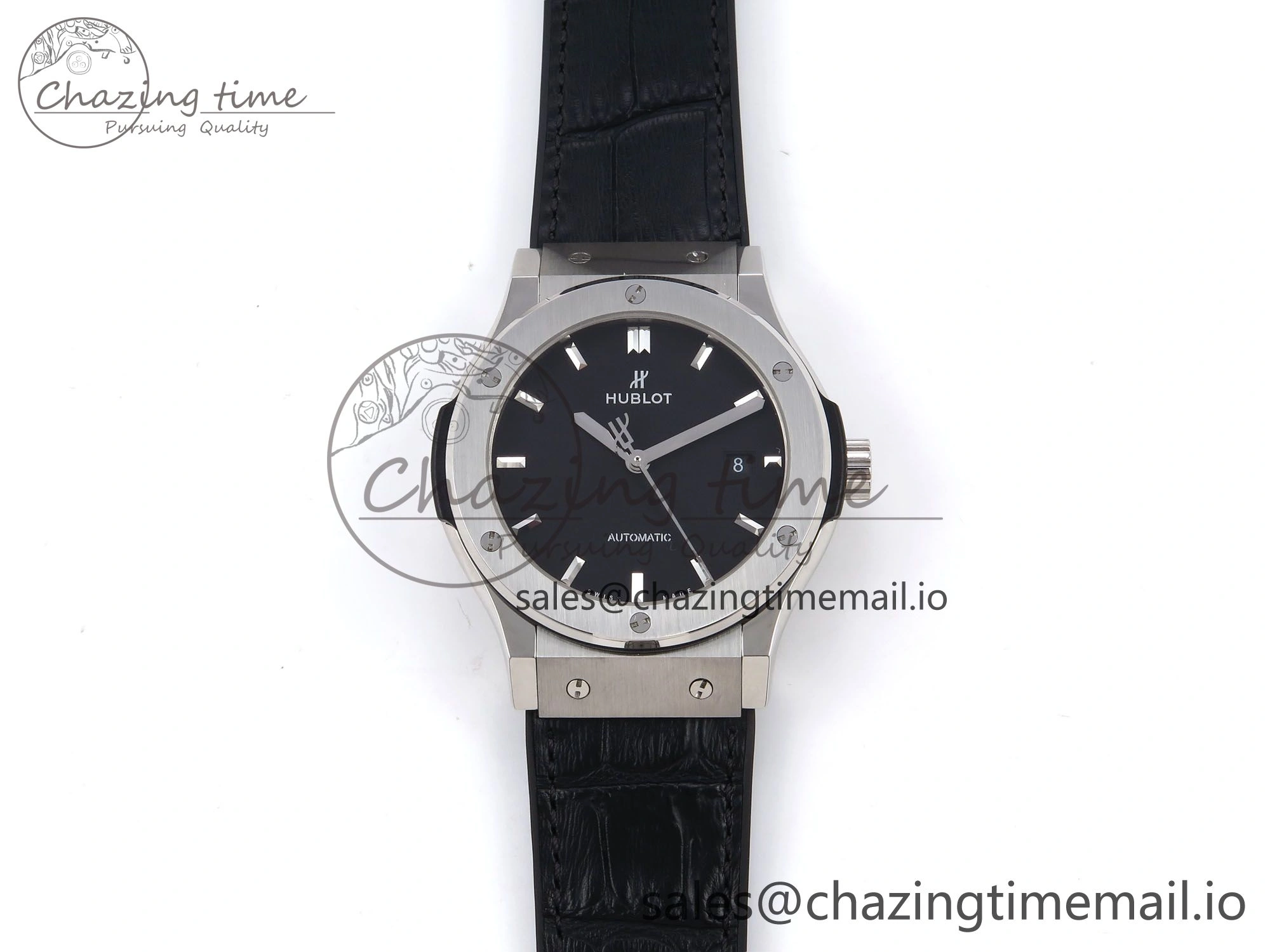 Fusion 42mm SS JJF 1:1 Best Edition Black Dial on Black Gummy Leather Strap Stylish 6706