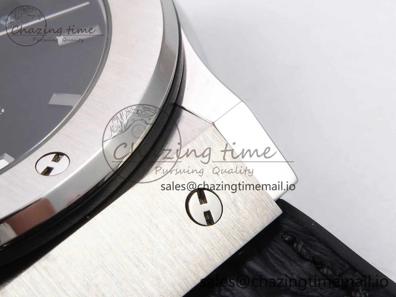 Fusion 42mm SS JJF 1:1 Best Edition Black Dial on Black Gummy Leather Strap Stylish 6706