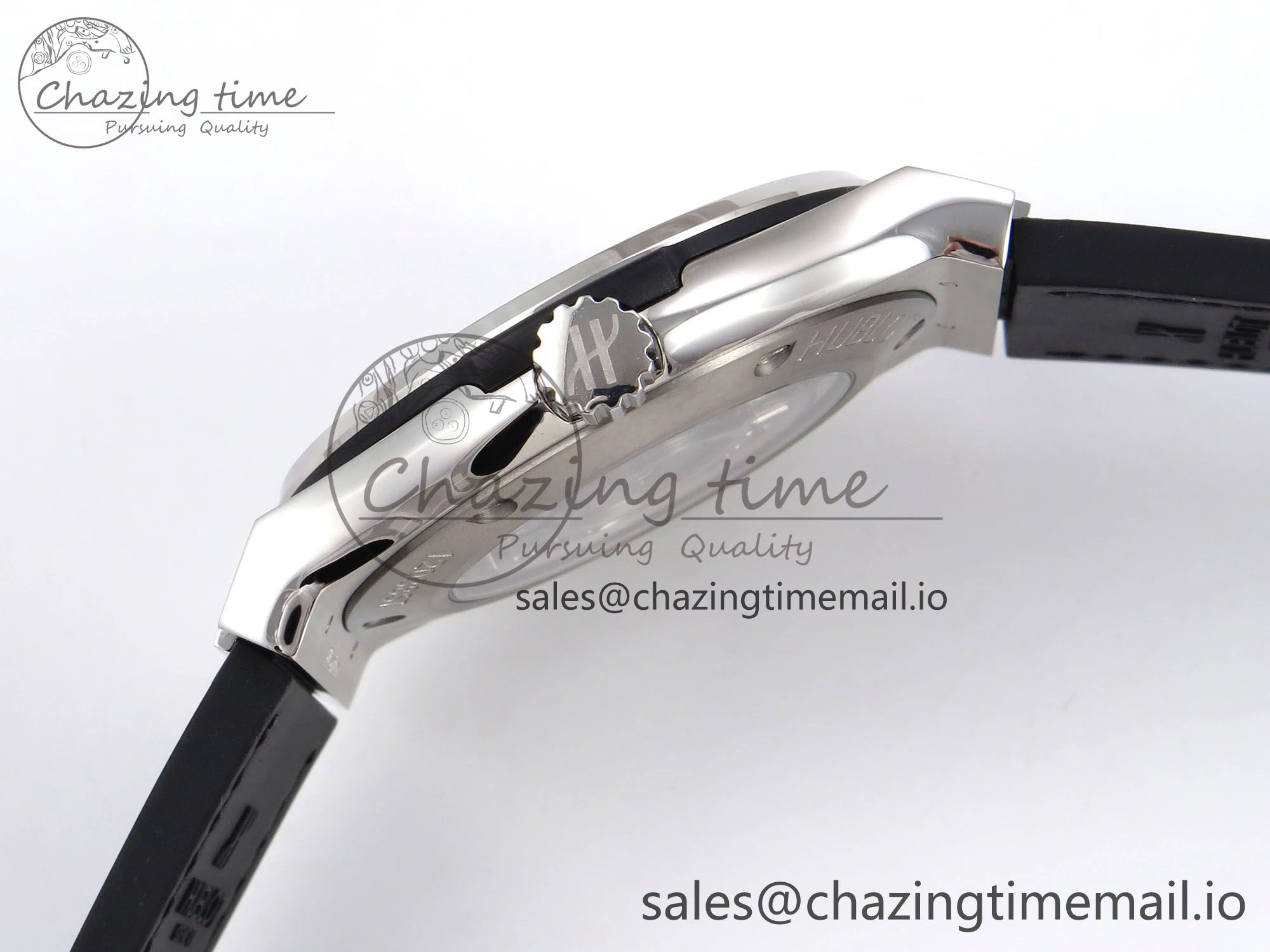 Fusion 42mm SS JJF 1:1 Best Edition Black Dial on Black Gummy Leather Strap Stylish 6706