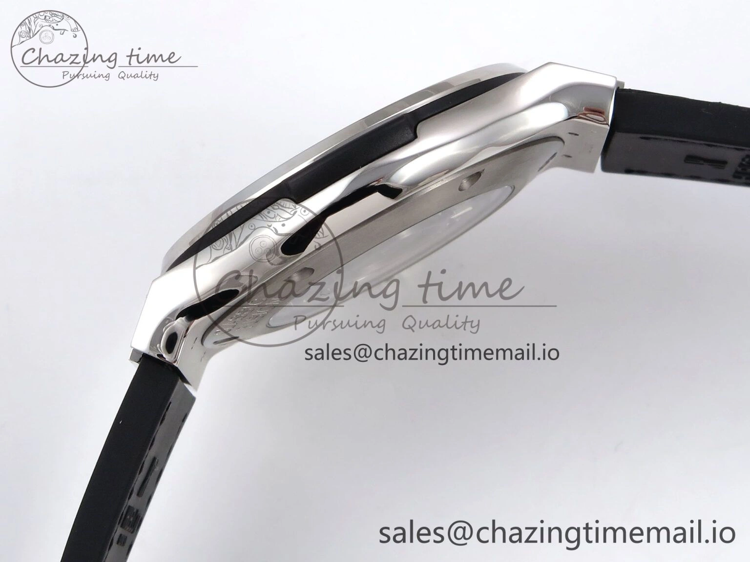 Fusion 42mm SS JJF 1:1 Best Edition Black Dial on Black Gummy Leather Strap Stylish 6706