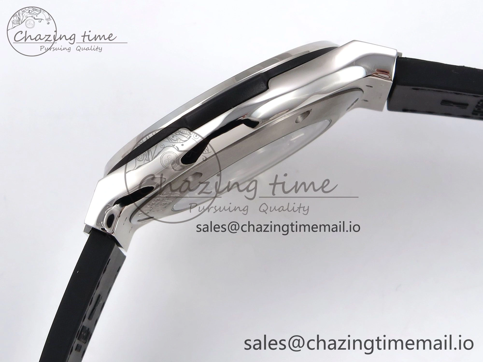 Fusion 42mm SS JJF 1:1 Best Edition Black Dial on Black Gummy Leather Strap Stylish 6706