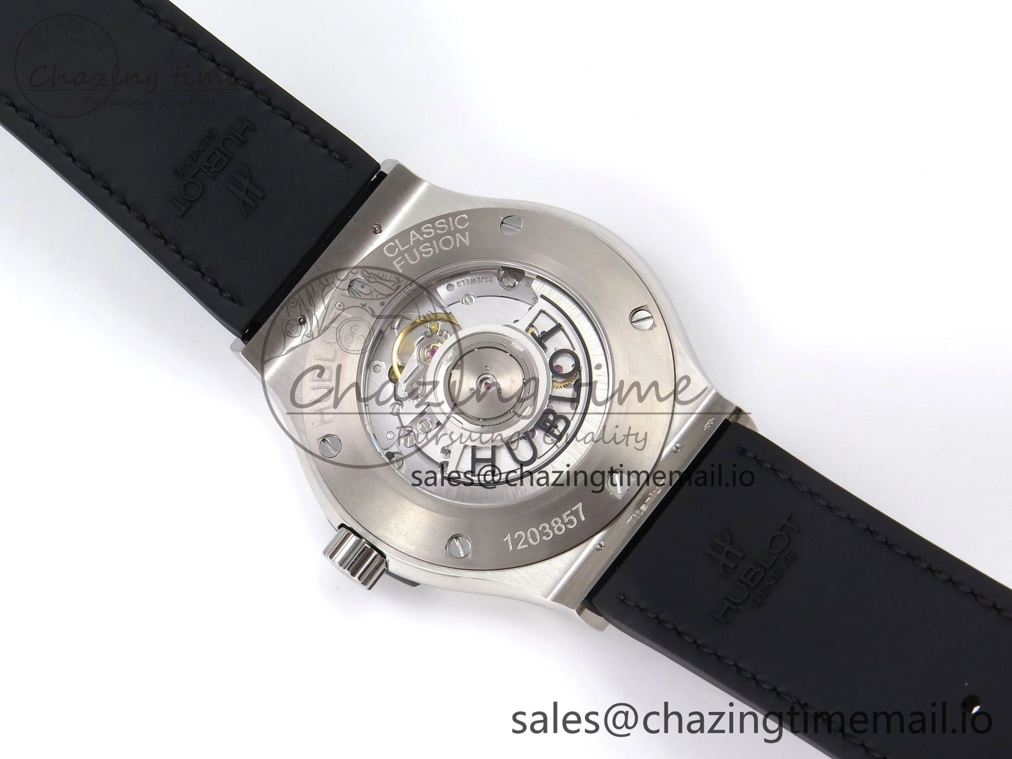 Fusion 42mm SS JJF 1:1 Best Edition Black Dial on Black Gummy Leather Strap Stylish 6706