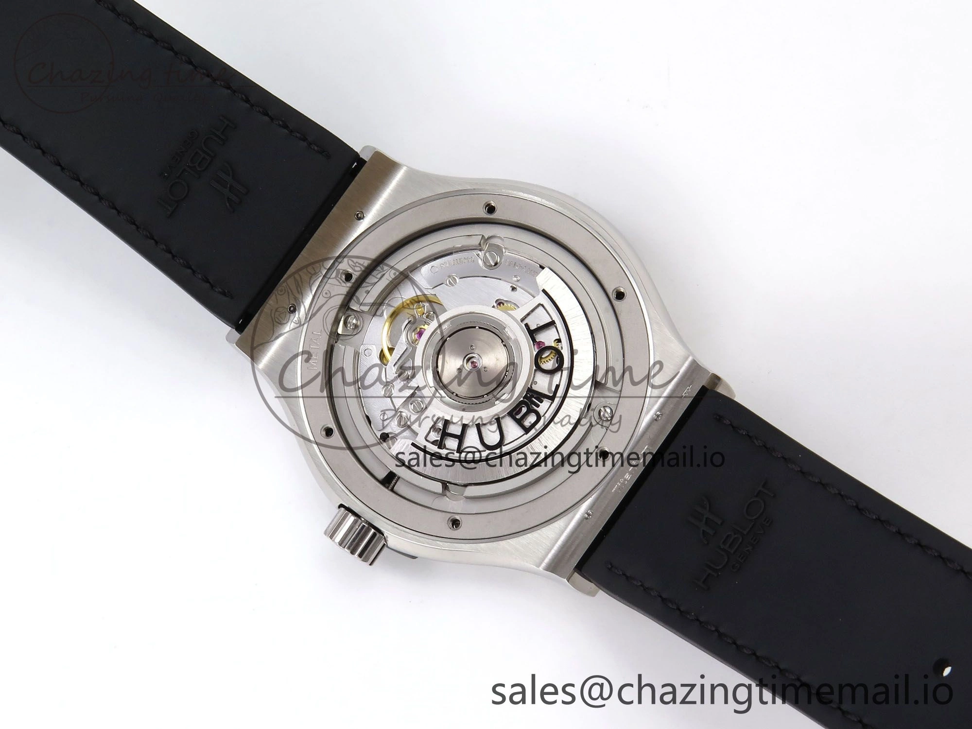 Fusion 42mm SS JJF 1:1 Best Edition Black Dial on Black Gummy Leather Strap Stylish 6706