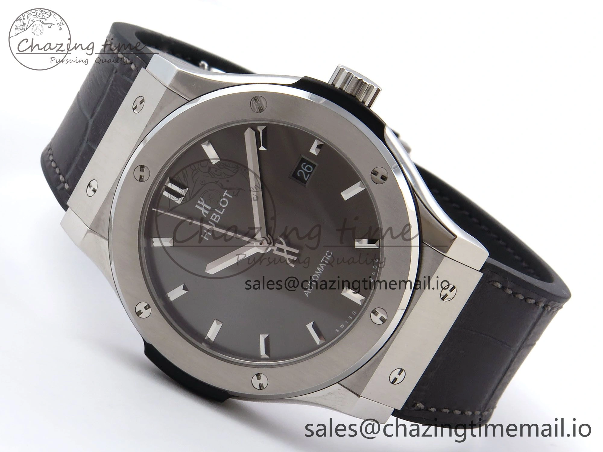 Fusion 42mm SS JJF 1:1 Best Edition Gray Dial on Black Gummy Leather Strap Timeless 6704