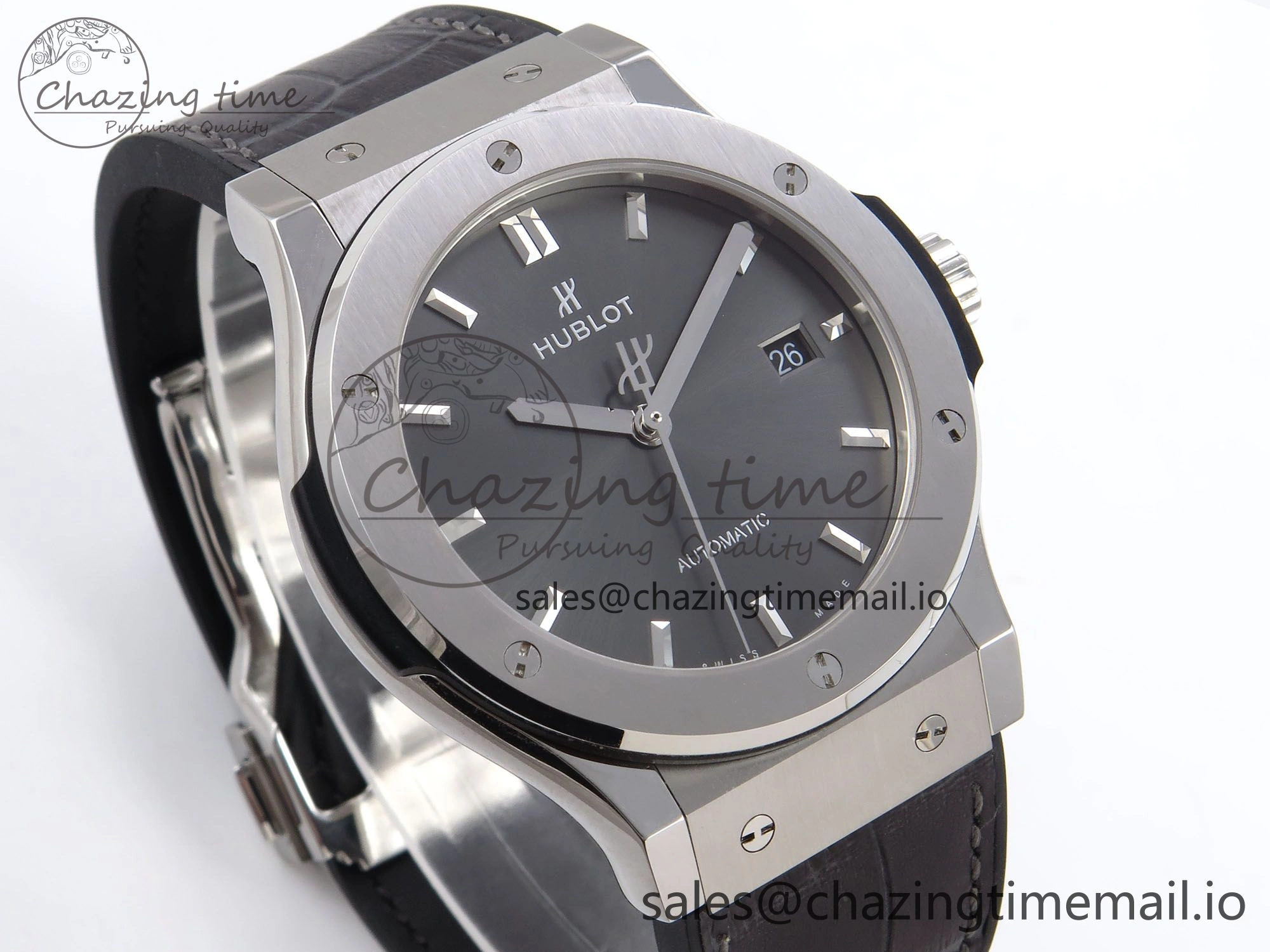 Fusion 42mm SS JJF 1:1 Best Edition Gray Dial on Black Gummy Leather Strap Timeless 6704