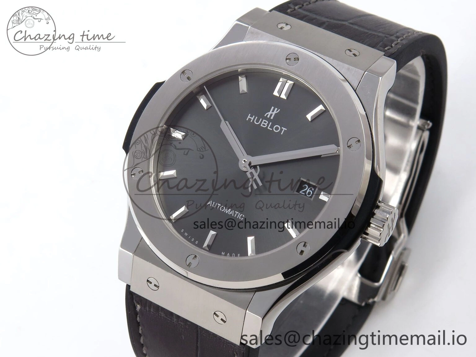 Fusion 42mm SS JJF 1:1 Best Edition Gray Dial on Black Gummy Leather Strap Timeless 6704