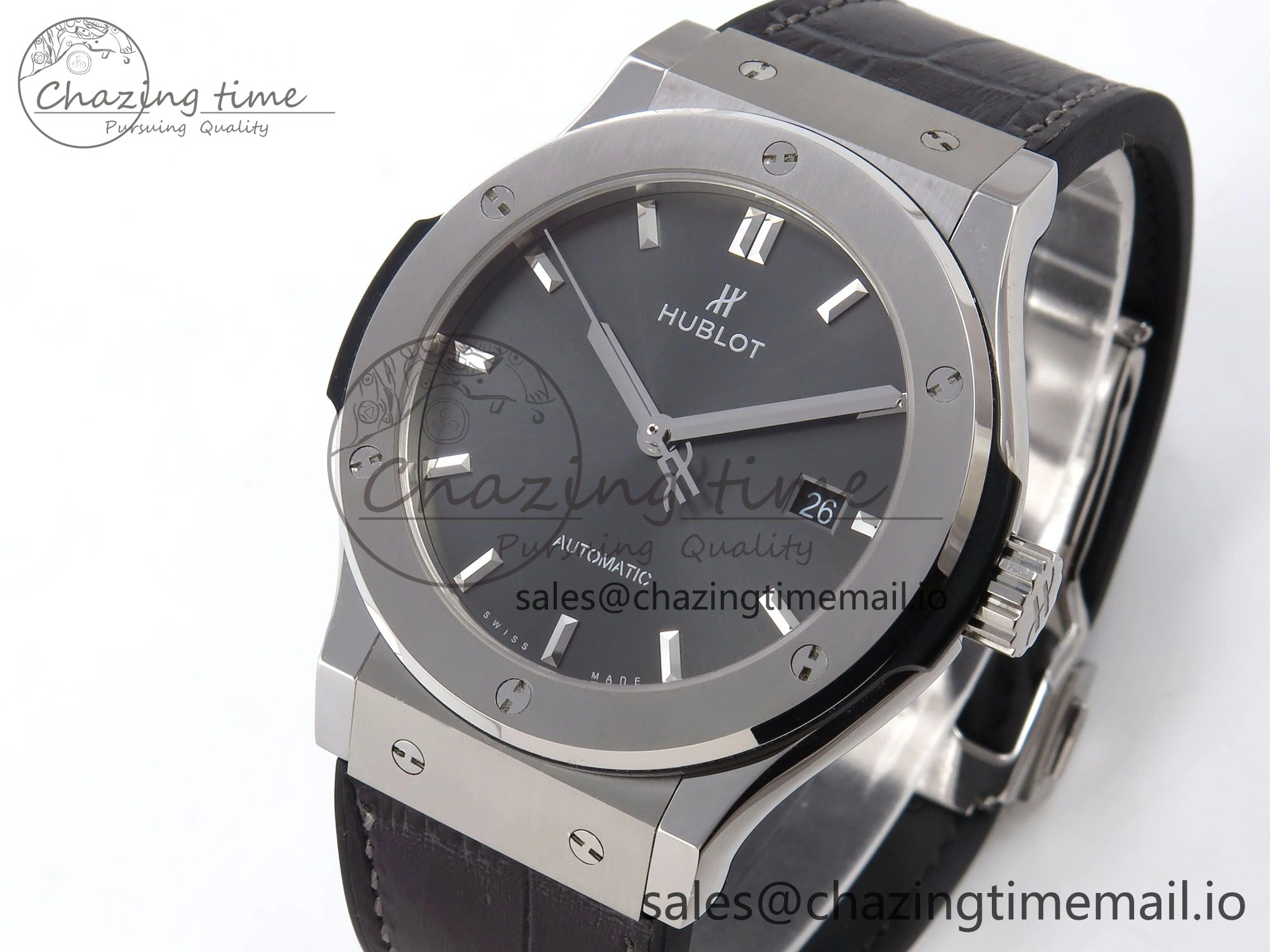 Fusion 42mm SS JJF 1:1 Best Edition Gray Dial on Black Gummy Leather Strap Timeless 6704