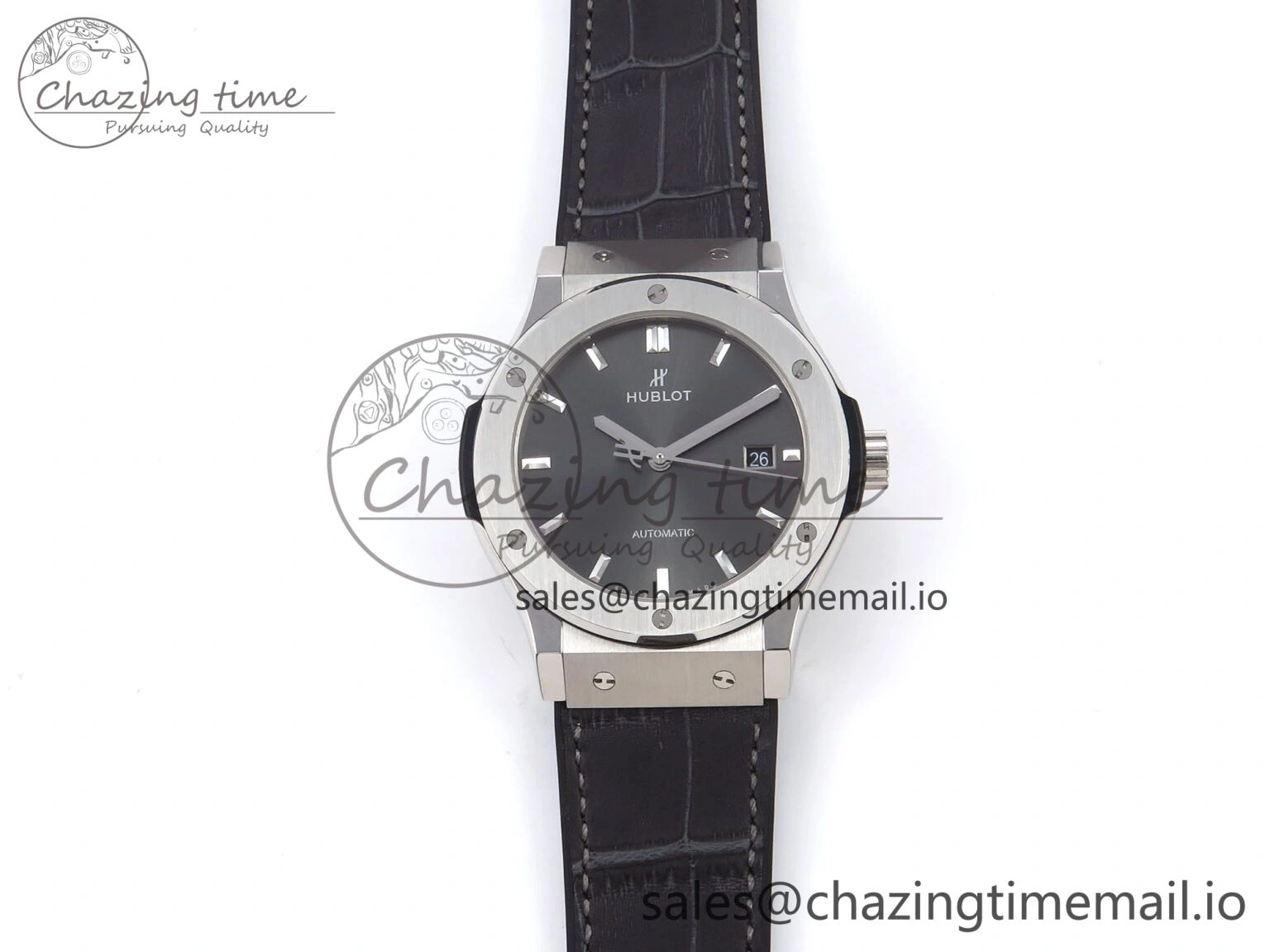 Fusion 42mm SS JJF 1:1 Best Edition Gray Dial on Black Gummy Leather Strap Timeless 6704