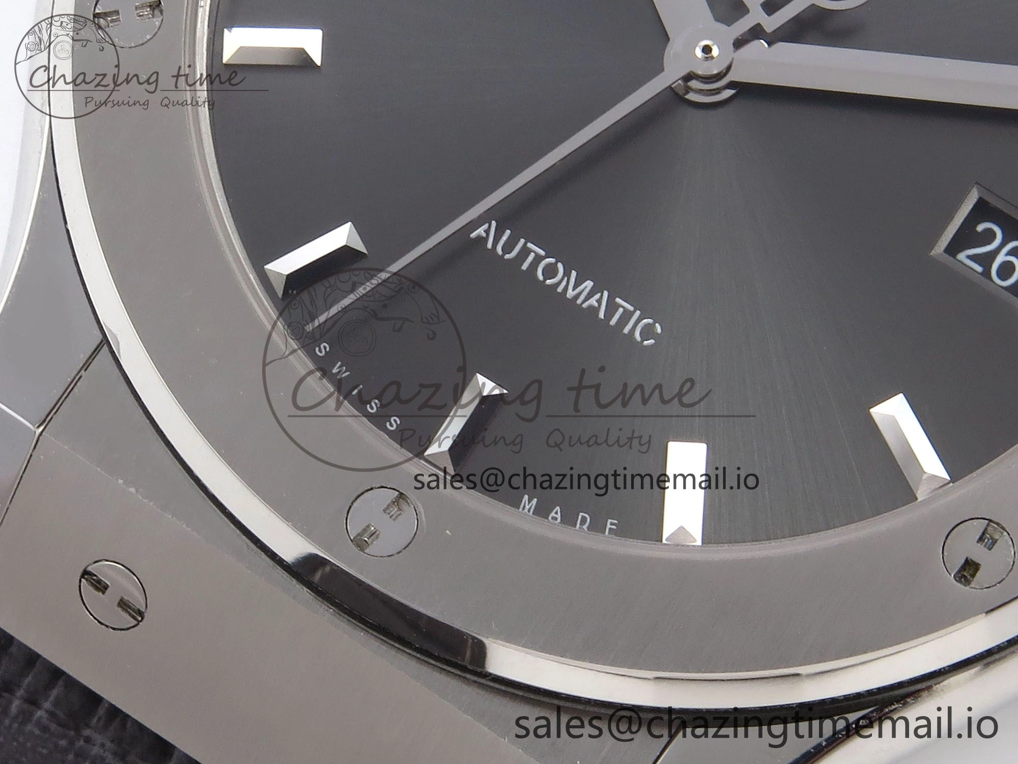 Fusion 42mm SS JJF 1:1 Best Edition Gray Dial on Black Gummy Leather Strap Timeless 6704