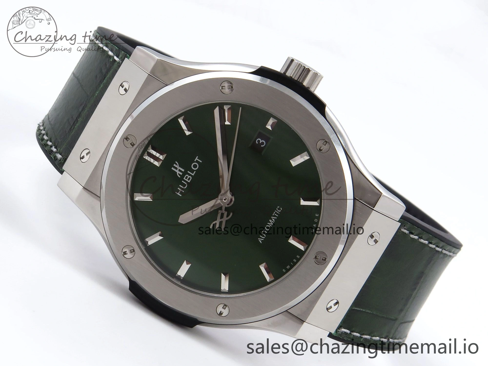 Fusion 42mm SS JJF 1:1 Best Edition Green Dial on Green Gummy Leather Strap FashionForward 6708
