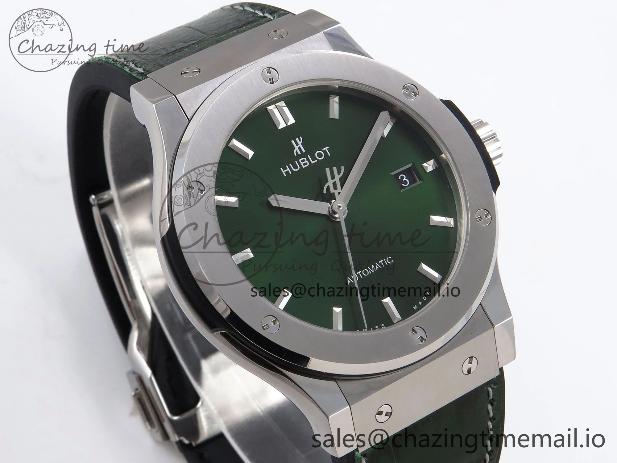 Fusion 42mm SS JJF 1:1 Best Edition Green Dial on Green Gummy Leather Strap FashionForward 6708