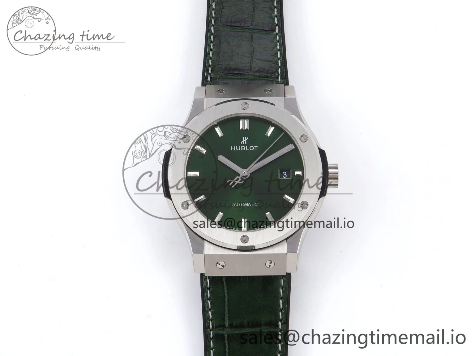 Fusion 42mm SS JJF 1:1 Best Edition Green Dial on Green Gummy Leather Strap FashionForward 6708