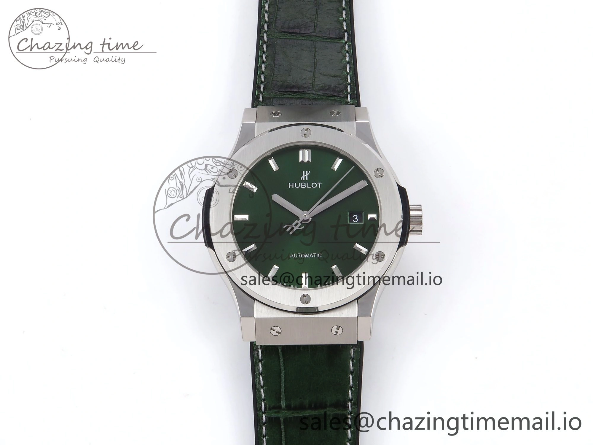 Fusion 42mm SS JJF 1:1 Best Edition Green Dial on Green Gummy Leather Strap FashionForward 6708