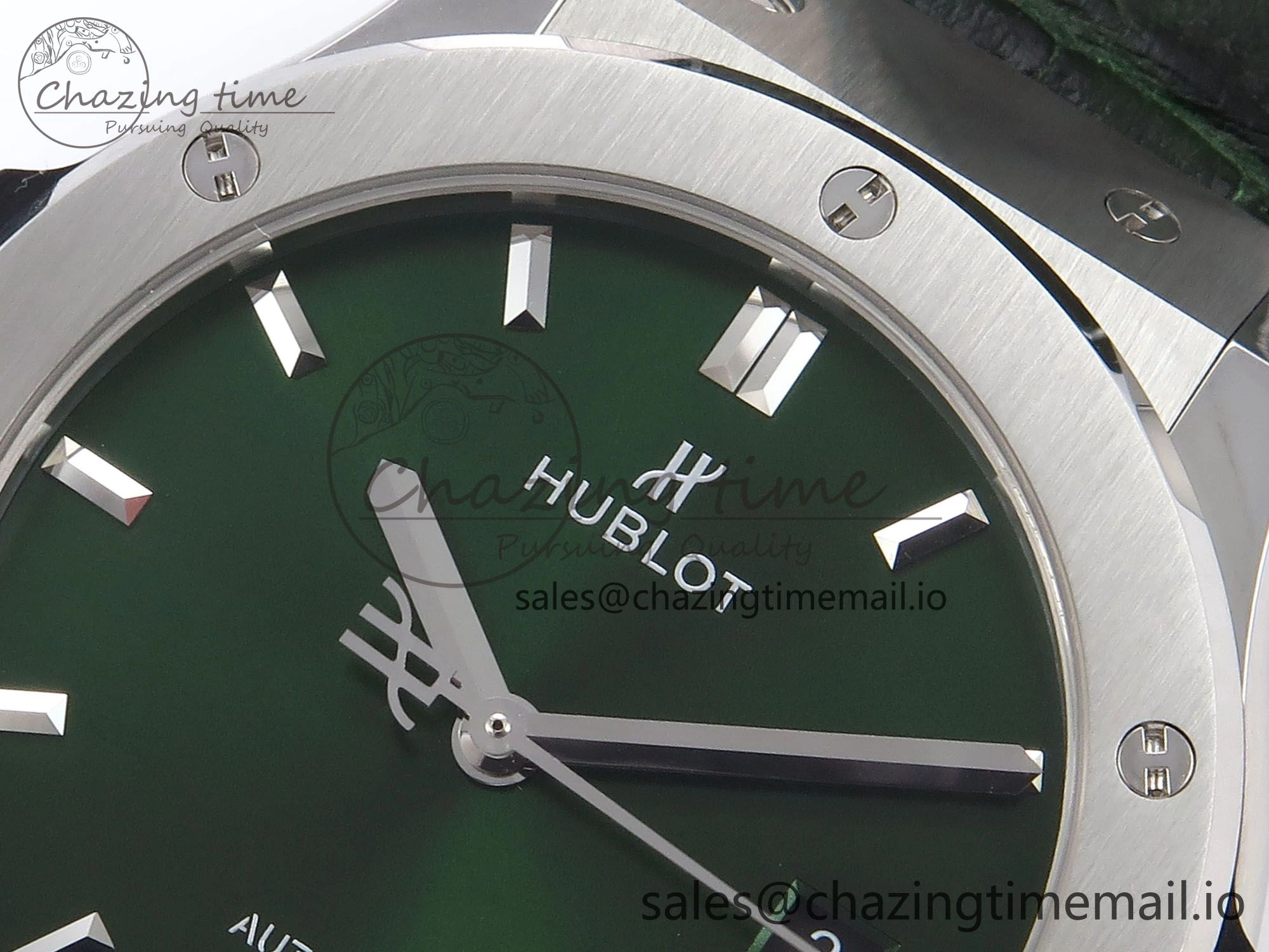 Fusion 42mm SS JJF 1:1 Best Edition Green Dial on Green Gummy Leather Strap FashionForward 6708