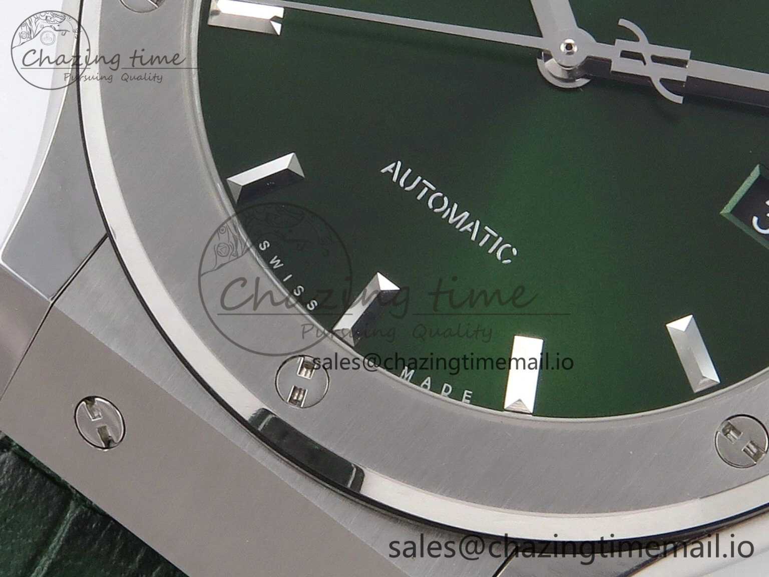 Fusion 42mm SS JJF 1:1 Best Edition Green Dial on Green Gummy Leather Strap FashionForward 6708