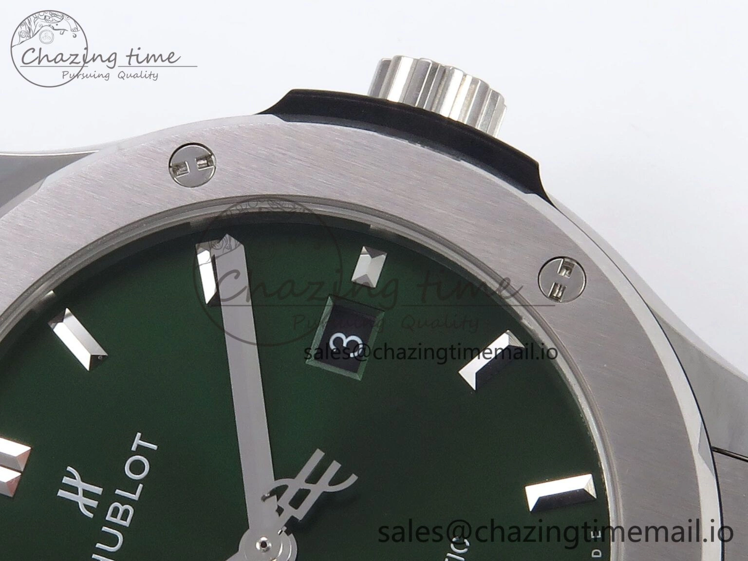 Fusion 42mm SS JJF 1:1 Best Edition Green Dial on Green Gummy Leather Strap FashionForward 6708