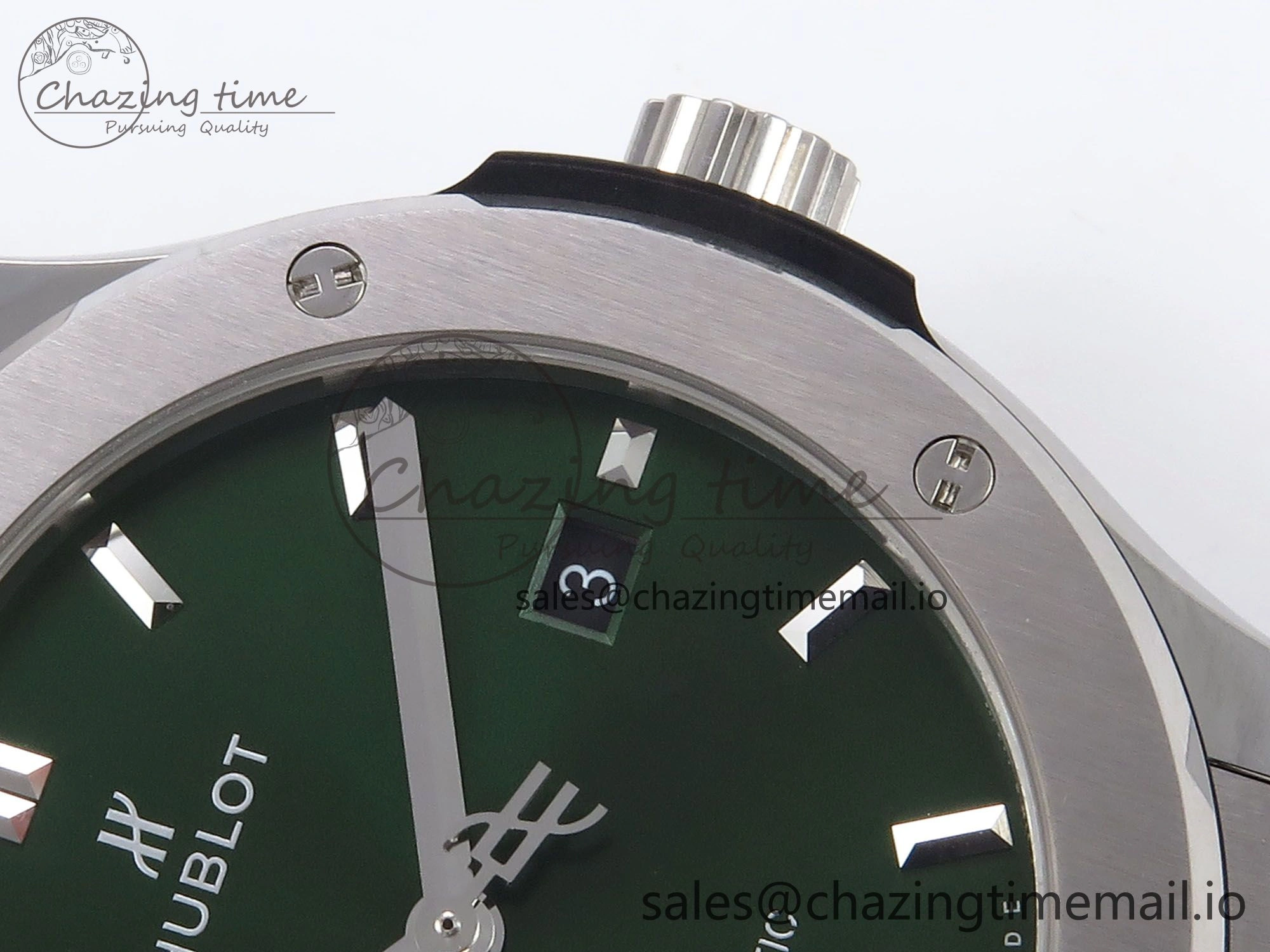 Fusion 42mm SS JJF 1:1 Best Edition Green Dial on Green Gummy Leather Strap FashionForward 6708