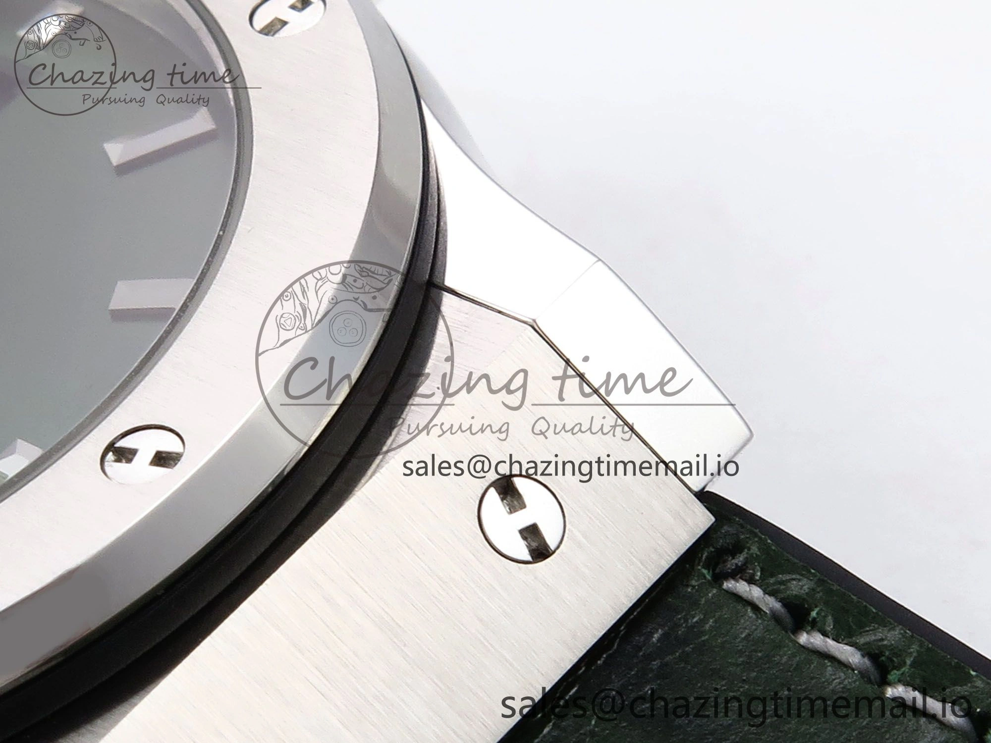 Fusion 42mm SS JJF 1:1 Best Edition Green Dial on Green Gummy Leather Strap FashionForward 6708