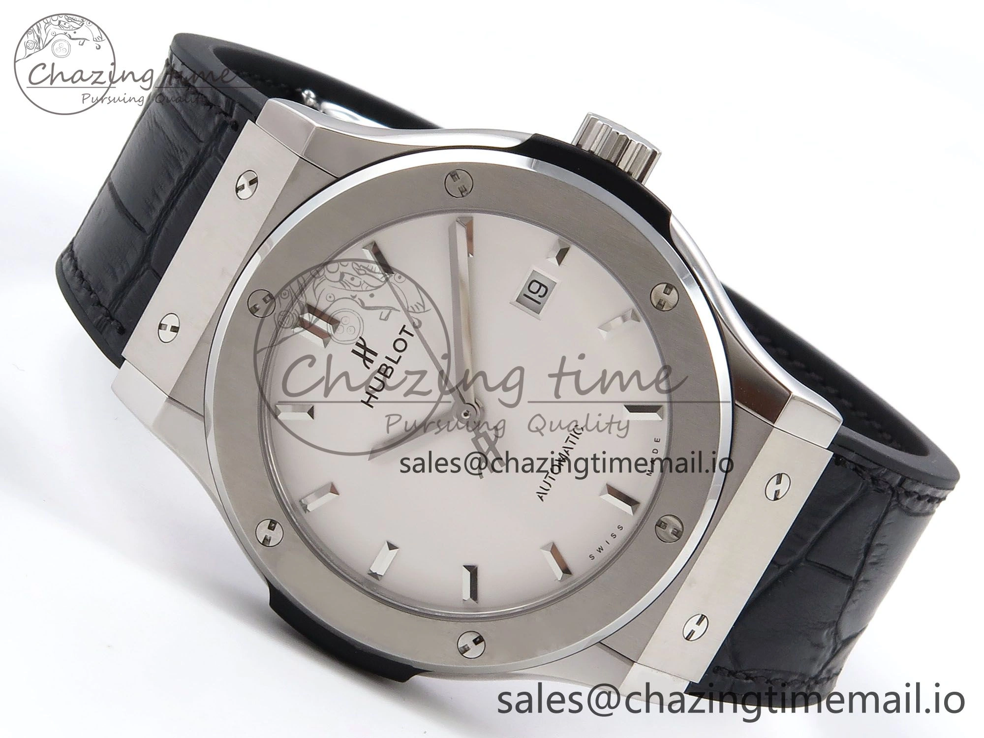 Fusion 42mm SS JJF 1:1 Best Edition White Dial on Black Gummy Leather Strap UrbanChic 6707