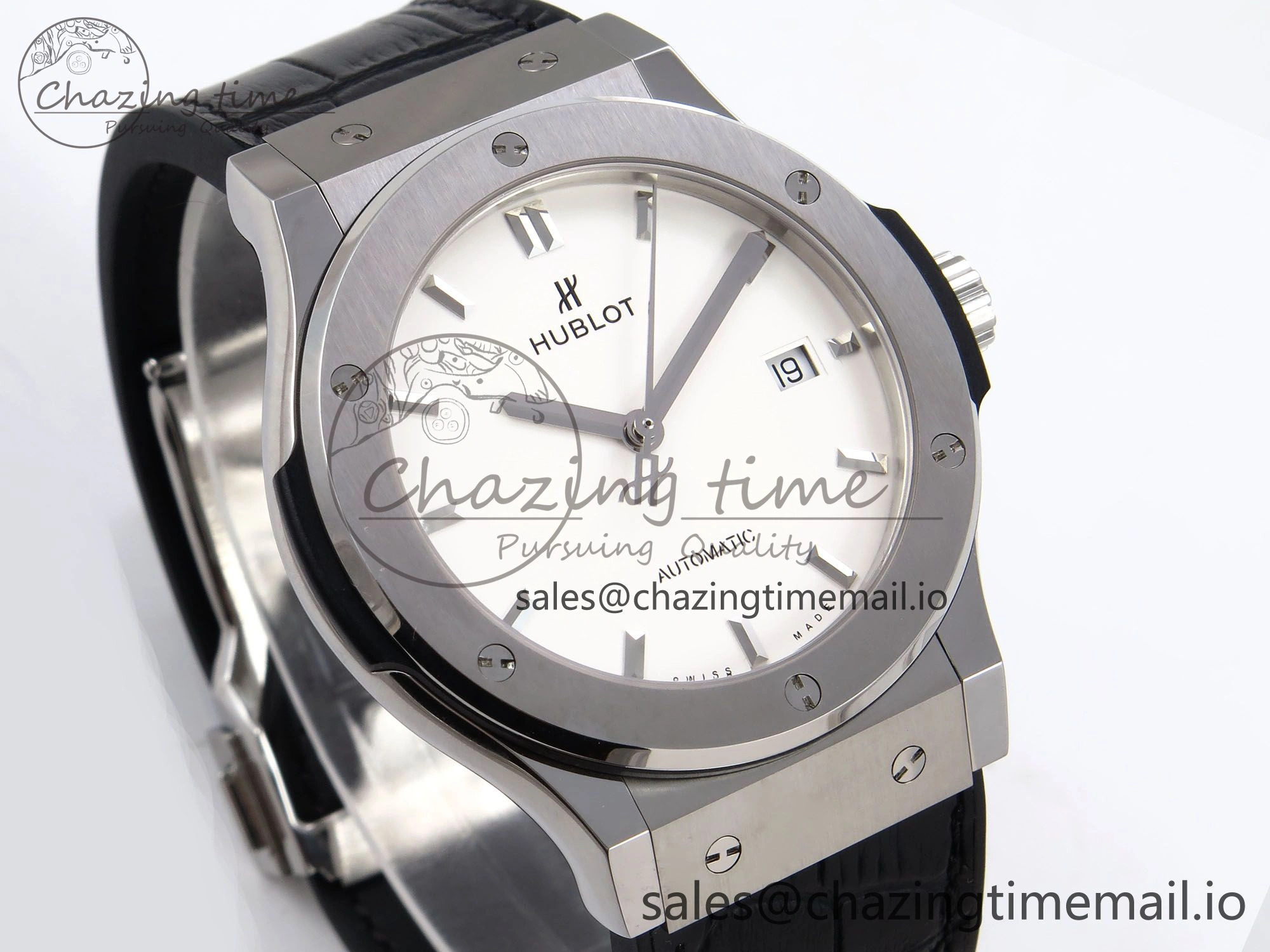 Fusion 42mm SS JJF 1:1 Best Edition White Dial on Black Gummy Leather Strap UrbanChic 6707
