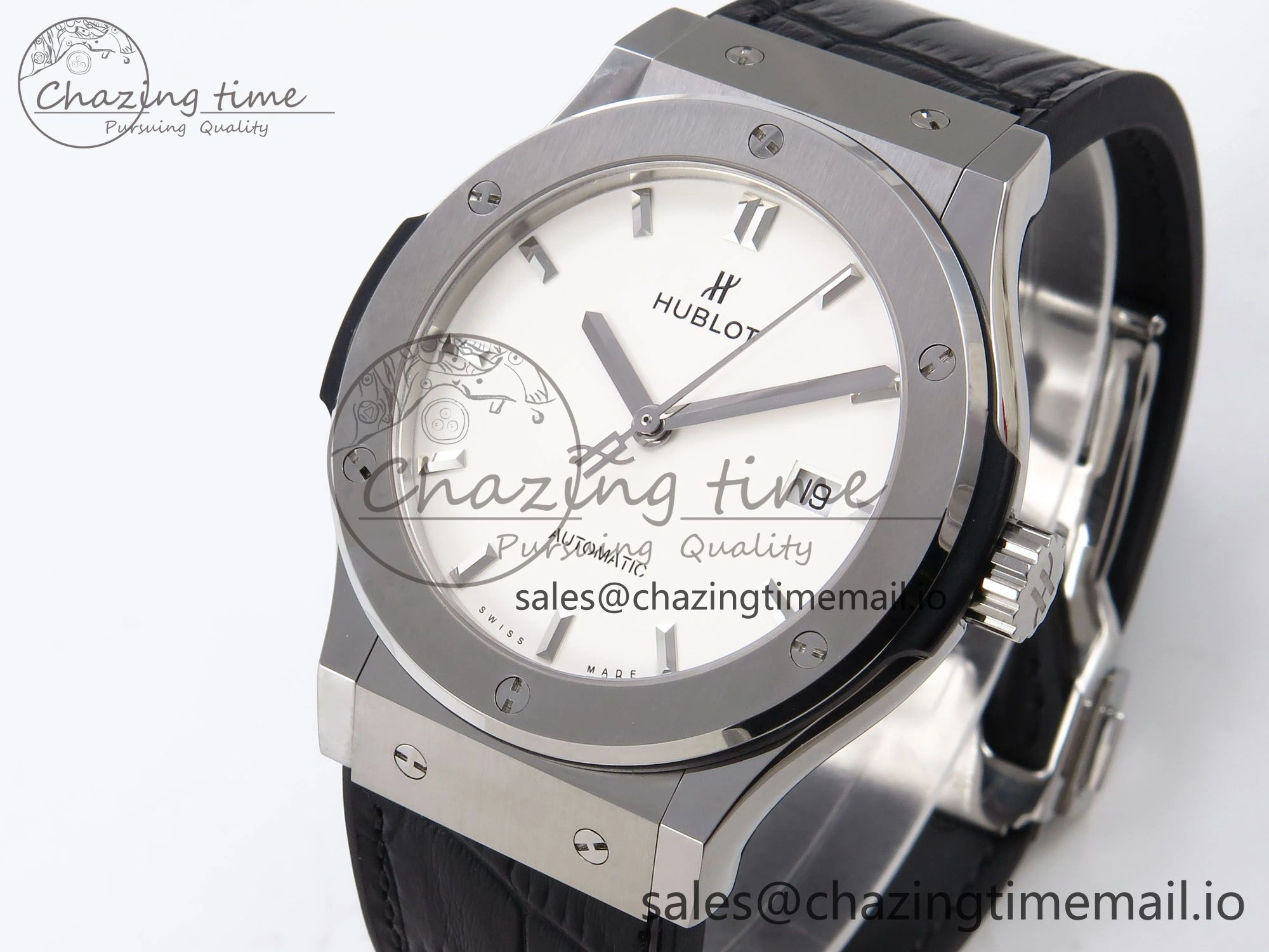 Fusion 42mm SS JJF 1:1 Best Edition White Dial on Black Gummy Leather Strap UrbanChic 6707