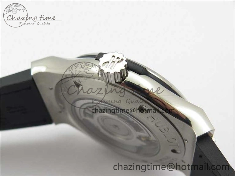 GoodFit Fusion 42mm SS Paved Diamonds Case Bezel B50F Black Dial On Gummy Strap A 6785