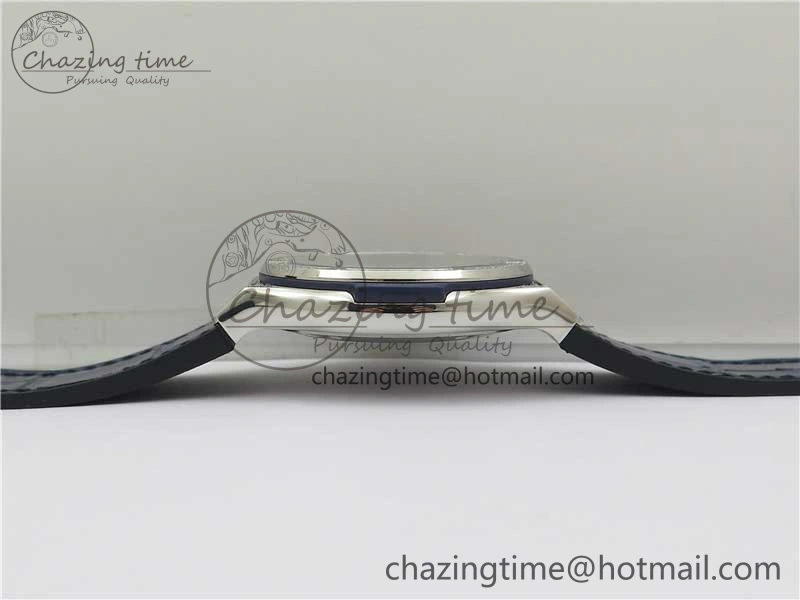 ModernLook Fusion 42mm SS Paved Diamonds Case Bezel B50F Blue Dial On Gummy Strap A 6784