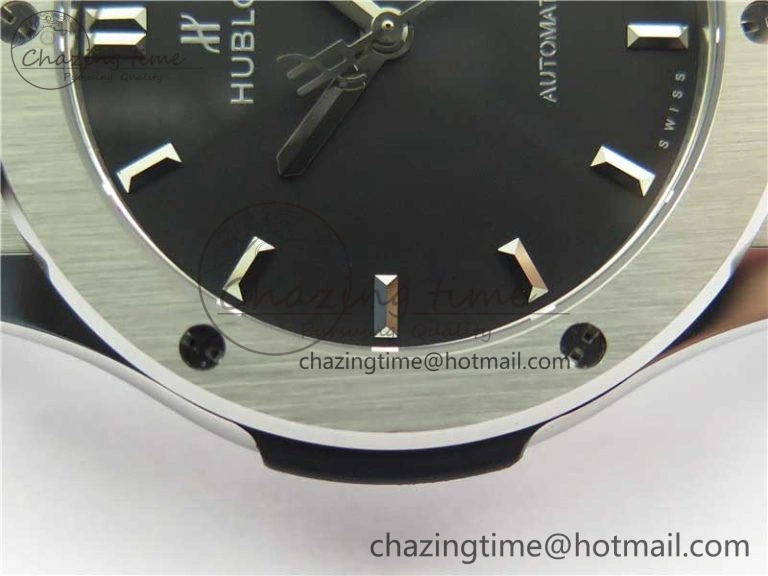 Fusion 42mm SS WWF 1:1 Best Edition Black Dial On Gummy Strap Asian HB TechFriendly 6792
