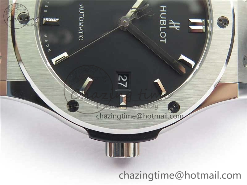 Fusion 42mm SS WWF 1:1 Best Edition Black Dial On Gummy Strap Asian HB TechFriendly 6792