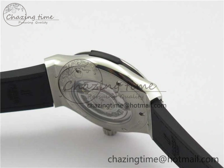 Fusion 42mm SS WWF 1:1 Best Edition Black Dial On Gummy Strap Asian HB TechFriendly 6792