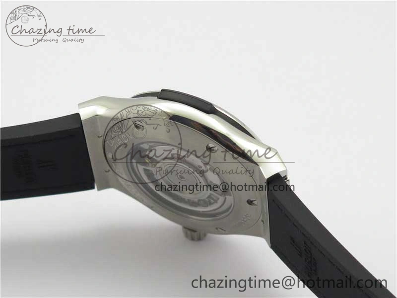 Fusion 42mm SS WWF 1:1 Best Edition Black Dial On Gummy Strap Asian HB TechFriendly 6792