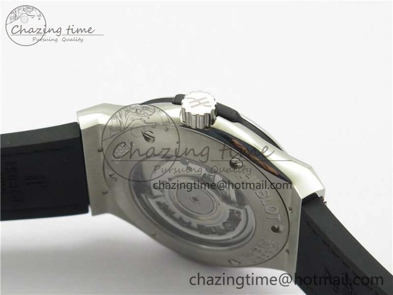 Fusion 42mm SS WWF 1:1 Best Edition Black Dial On Gummy Strap Asian HB TechFriendly 6792