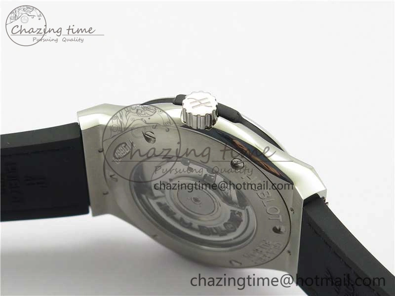 Fusion 42mm SS WWF 1:1 Best Edition Black Dial On Gummy Strap Asian HB TechFriendly 6792