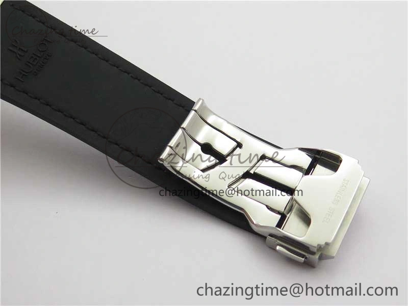 Fusion 42mm SS WWF 1:1 Best Edition Black Dial On Gummy Strap Asian HB TechFriendly 6792