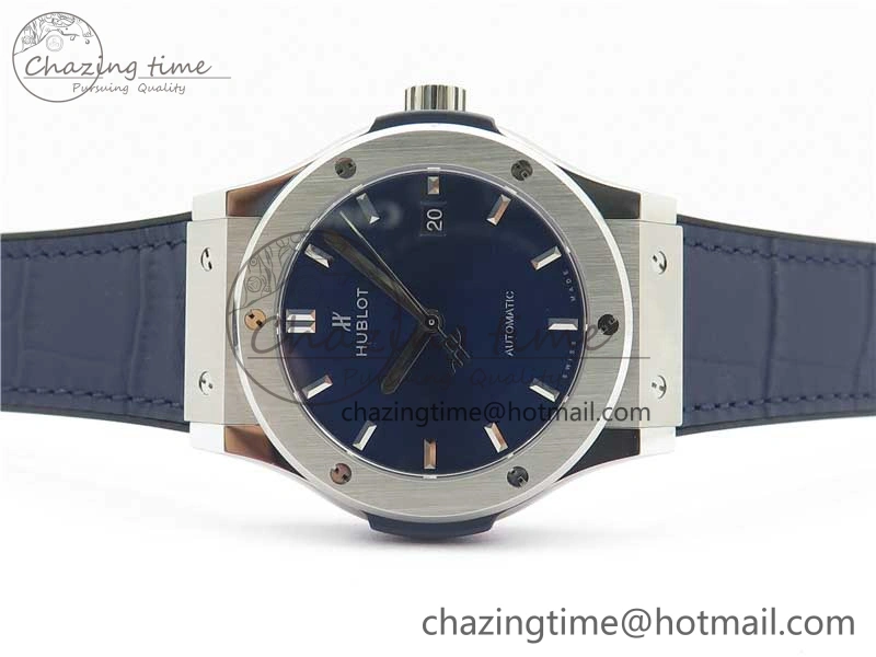 Popular Fusion 42mm SS WWF 1:1 Best Edition Blue Dial On Gummy Strap Asian HB 6790