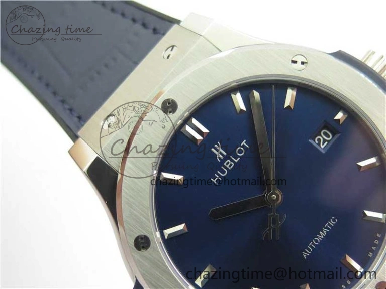 Popular Fusion 42mm SS WWF 1:1 Best Edition Blue Dial On Gummy Strap Asian HB 6790