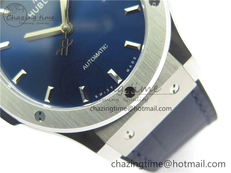 Popular Fusion 42mm SS WWF 1:1 Best Edition Blue Dial On Gummy Strap Asian HB 6790