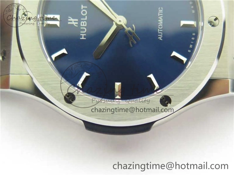 Popular Fusion 42mm SS WWF 1:1 Best Edition Blue Dial On Gummy Strap Asian HB 6790