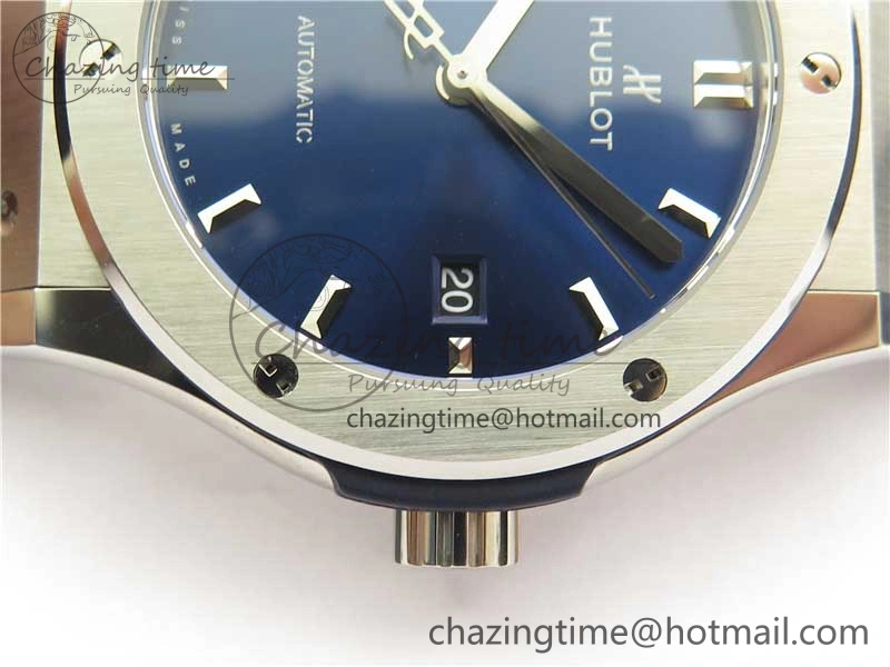Popular Fusion 42mm SS WWF 1:1 Best Edition Blue Dial On Gummy Strap Asian HB 6790