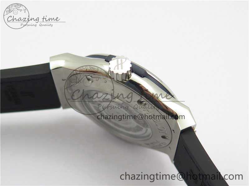 Popular Fusion 42mm SS WWF 1:1 Best Edition Blue Dial On Gummy Strap Asian HB 6790