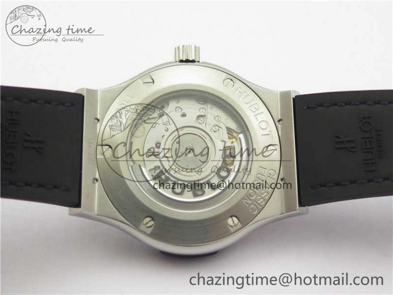 Popular Fusion 42mm SS WWF 1:1 Best Edition Blue Dial On Gummy Strap Asian HB 6790