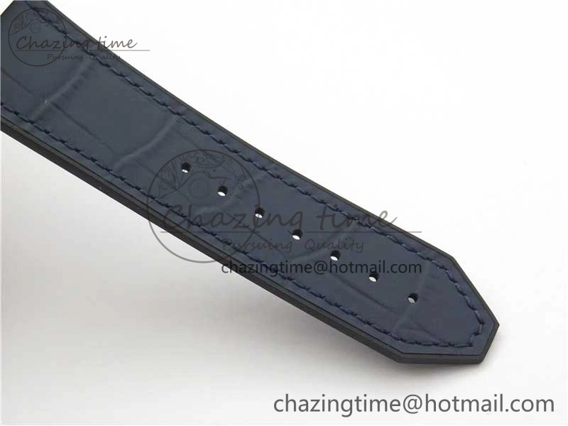 Popular Fusion 42mm SS WWF 1:1 Best Edition Blue Dial On Gummy Strap Asian HB 6790